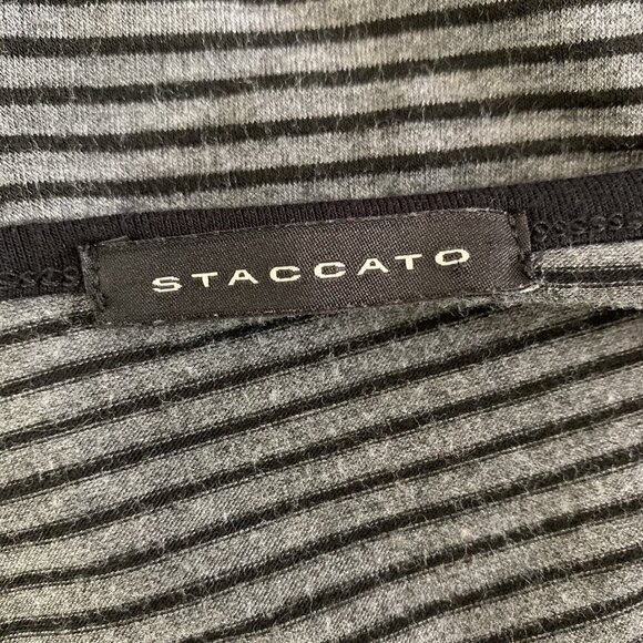 Staccato Black Gray Striped Long Sleeve Top Pocket Detail Small - Picture 5 of 5